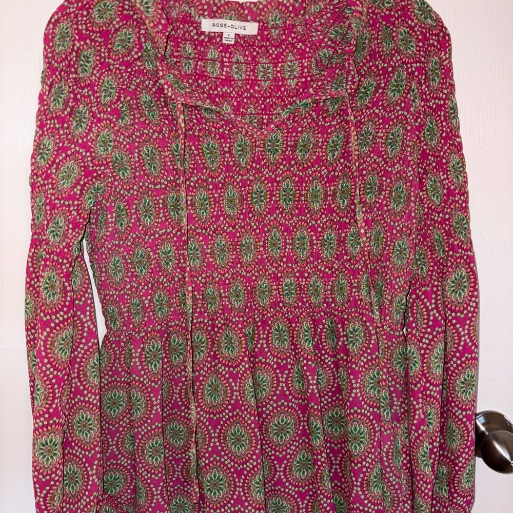 Rose & Olive Pink and Green Blouse
